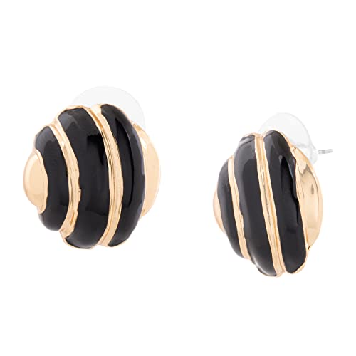 Позолоченные серьги-гвоздики круглой формы с черной эмалью Estele для девочек и женщин