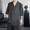 2025 Summer Black Short Sleeved Shirts Men Korean Comfortable Blouses Male Casual Loose Single Breasted Shirt