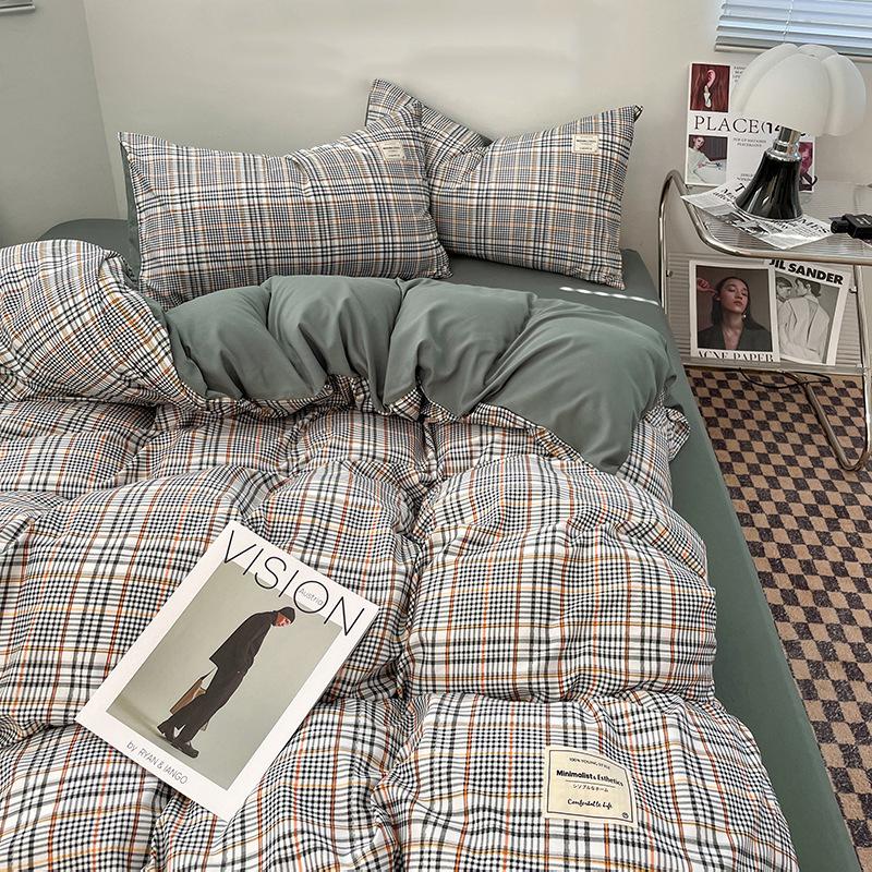 Ins Style Комплект постельного белья в скандинавском стиле, одинарный, двойной, плоский лист, пододеяльник, наволочка, мягкая микрофибра, полный размер Queen Size, постельное белье