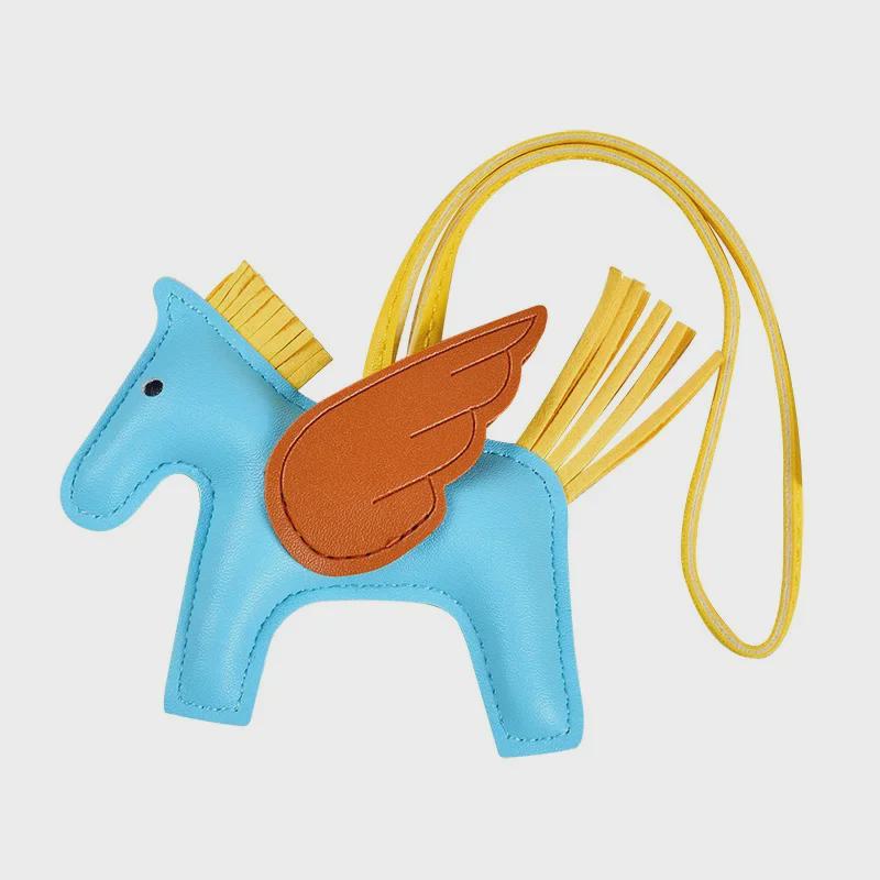Брелок-подвеска в виде пони Пегаса с кисточкой - милый кожаный мультяшный контрастный цветной шарм