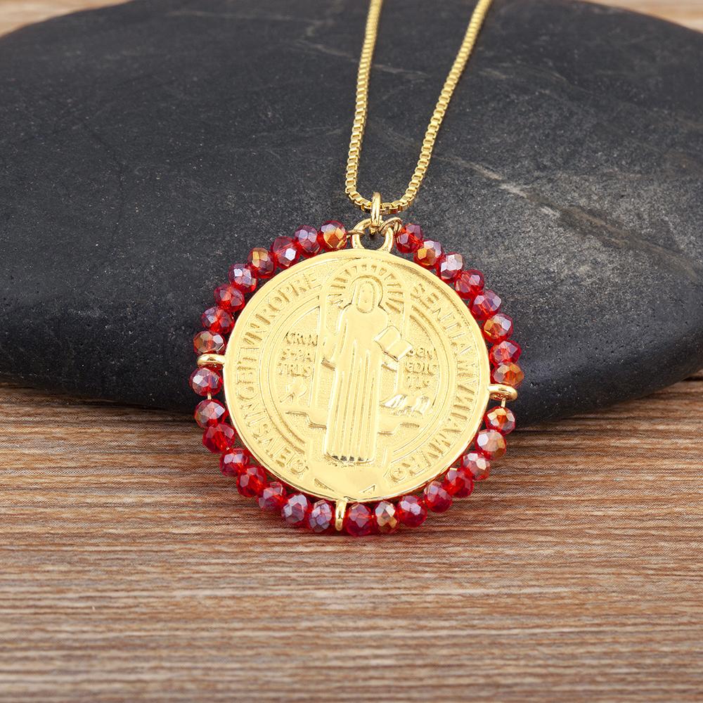 Nidin Новый Креативный Дизайн Круглая Форма Инкрустированные Бусины Подвеска-Шарм Ожерелье Для Женщин Мужчин Религиозный Стиль Ювелирные Аксессуары Подарок