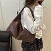Vintage Soft Leather Tote Bag Big Women's Armpit Bag Solid Color Large Shoulder Bag  Girls