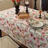Vintage Floral Tablecloth American Oil Painting Style Thick Cotton Linen Jacquard for Tea Table