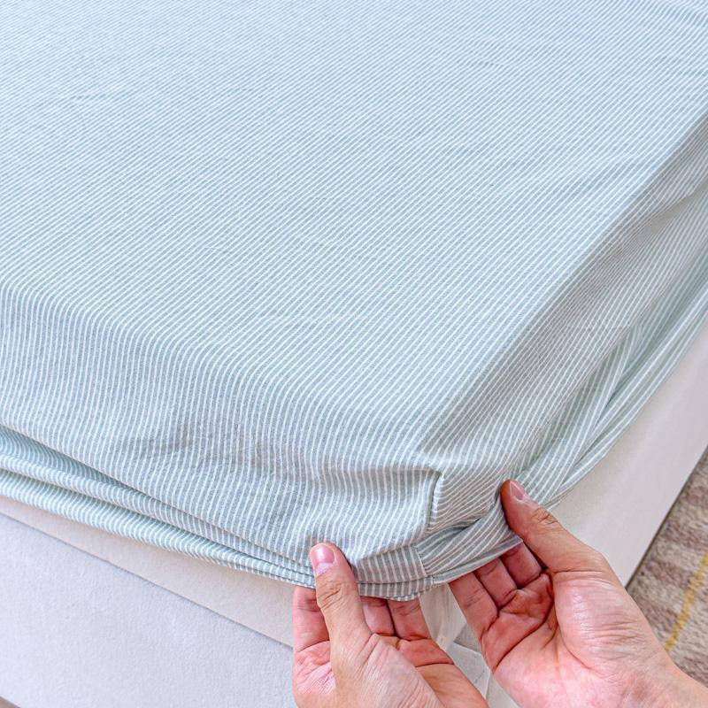 Stripe Style Fitted Sheet Pure Cotton Bed Cover Skin-friendly Bedsheet Girls Boys Room Mattress Protector sabanas(No Pillowcase)