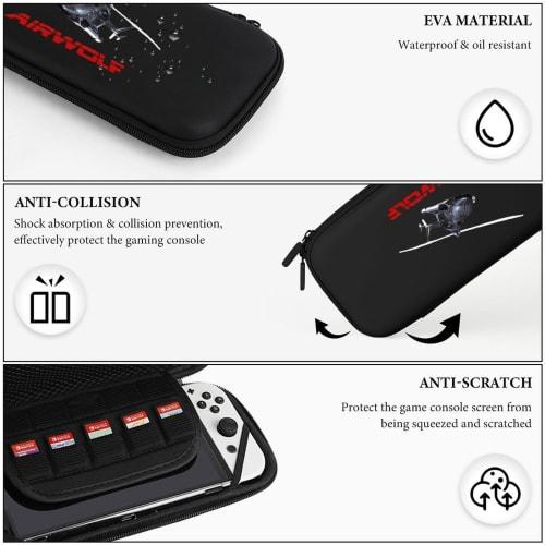 Airwolf Switch Case, Protective Cover, Carrying Case, Hand Pouch, Hard Case, Game Console Storage Bag, Large Capacity (15 Game Cards), Full Protection