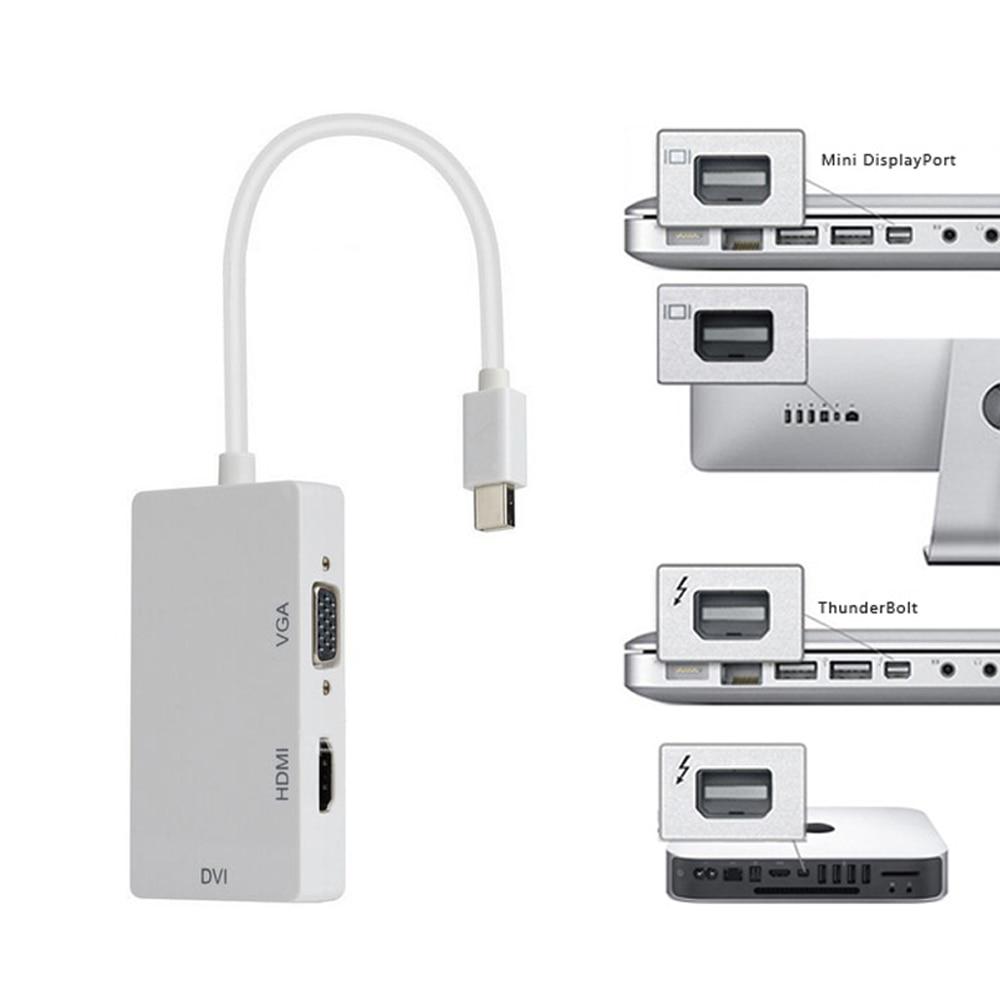 Новый 3-в-1 Mini Displayport Thunderbolt для DVI VGA HDMI-конвертер Кабель-адаптер IMac Mac Mini MacBook