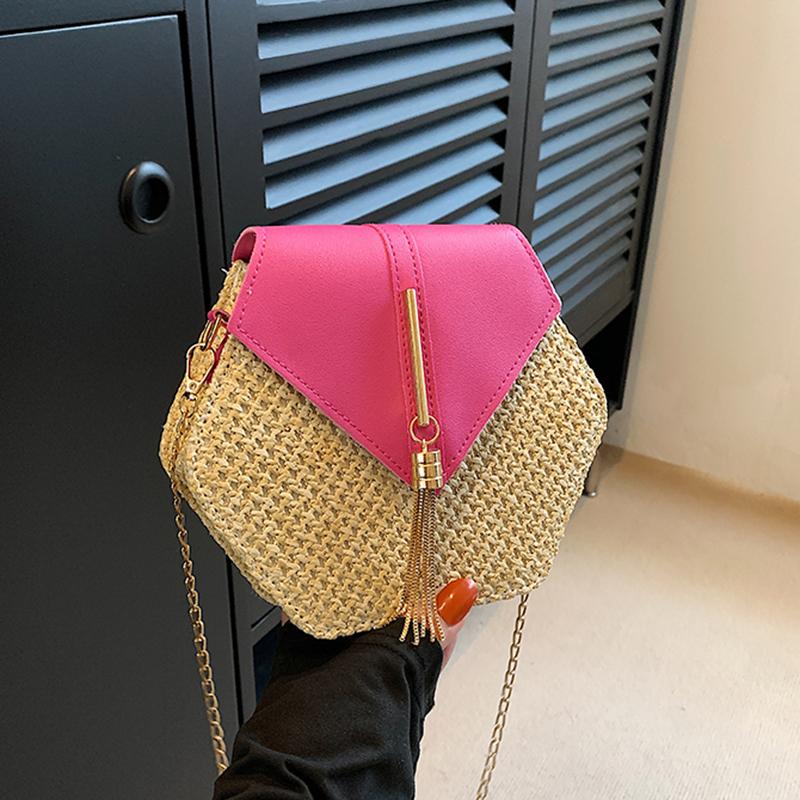 Сумка женская мода 2019 PU кожа + солома, цвета в ассортименте