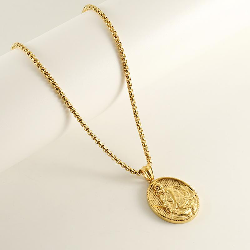 Fashion Priest Classic Round Brand Design Religious Myth Portrait Pendant Collarbone Chain Men and Women