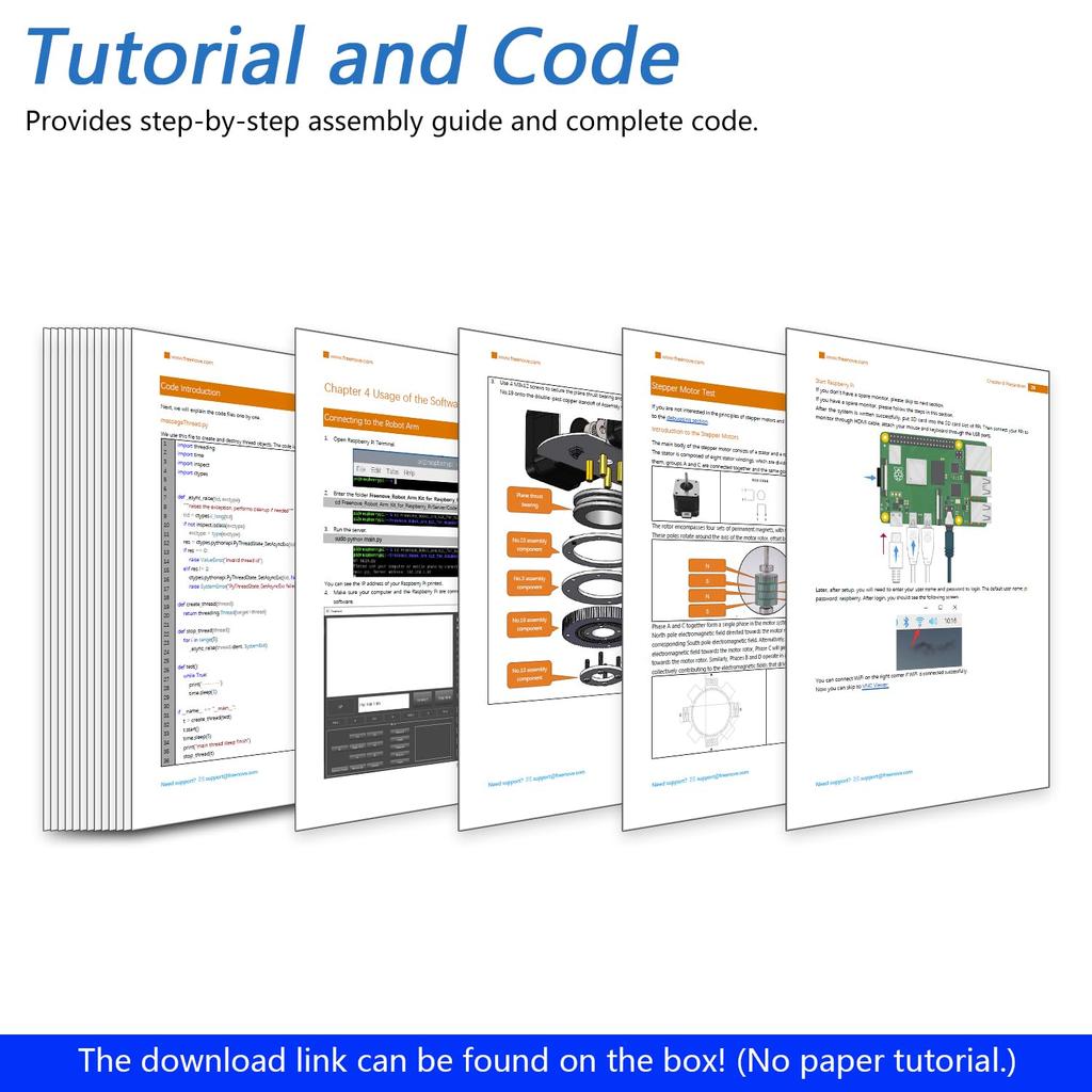 Freenove Robot Arm Kit for Raspberry Pi Stepper Metal Clamp Drawing Record App Control Pi Not 5/4B/3B+/3B/3A+, Motor, Construction, Mode, Mode, &