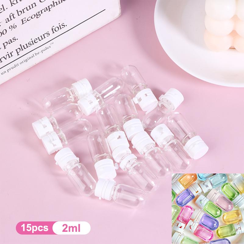 15Pcs 2ML Clear Leak-Proof Travel Bottle For Makeup Remover Lotion Portable Dispenser With Flip-Top Essence Bottled Separately