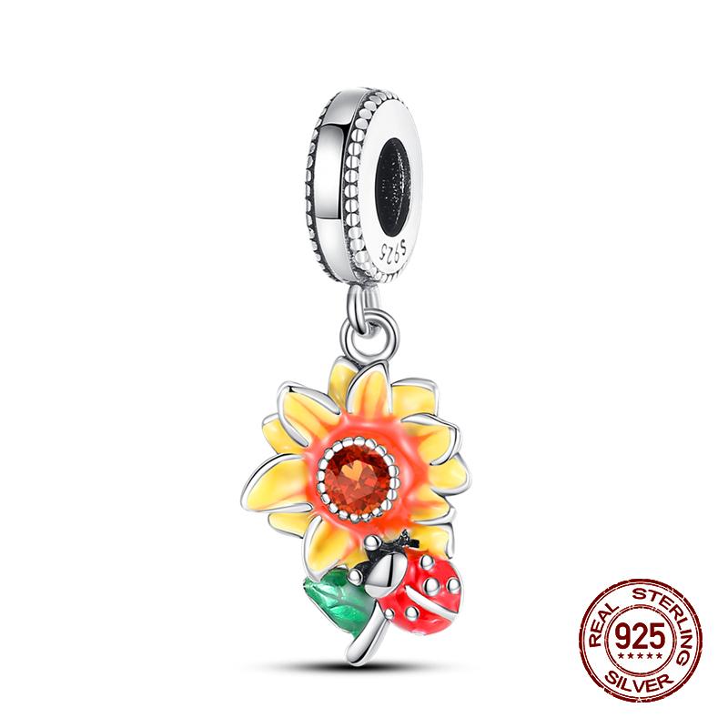 925 Sterling Silver Butterfly Tulip Iris Flower Charms Beads Fit 925 Original Bracelets Fine DIY Valentine Jewelry Gifts