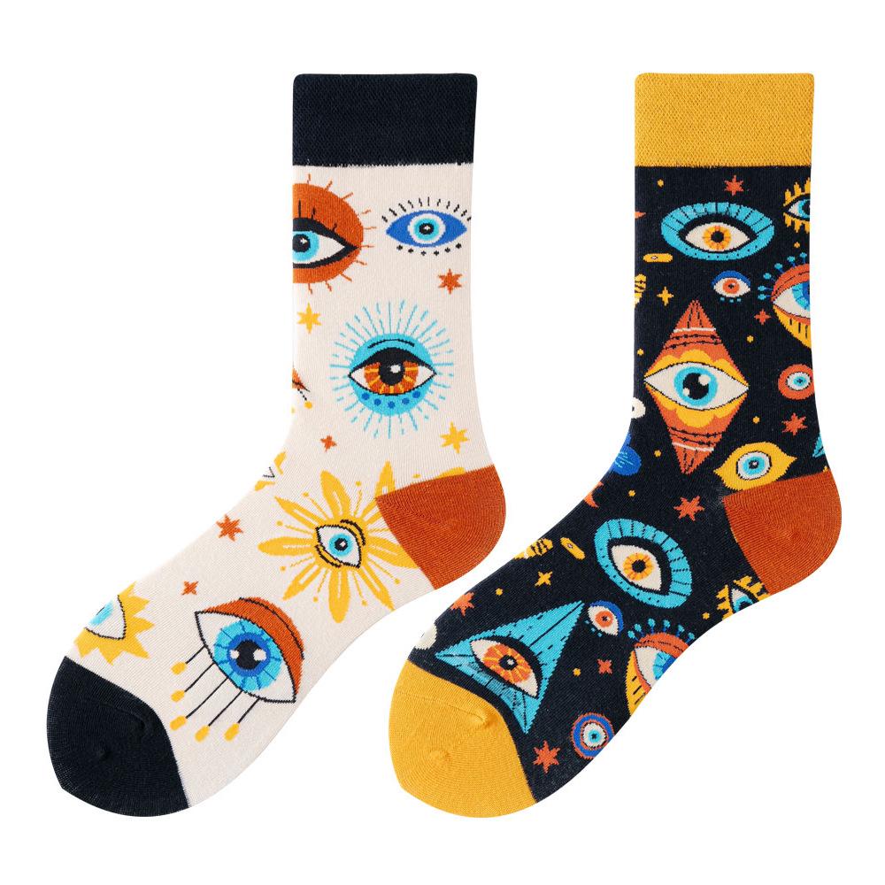 Asymmetric Colorful Christmas Cotton Socks for Couples