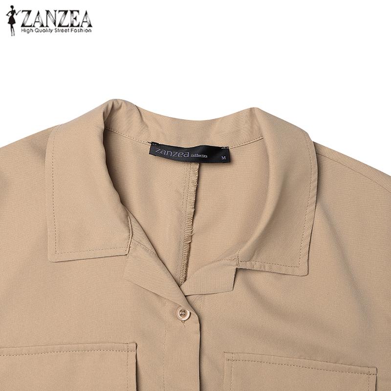 ZANZEA Женские повседневные короткие комбинезоны с отложным воротником и коротким рукавом