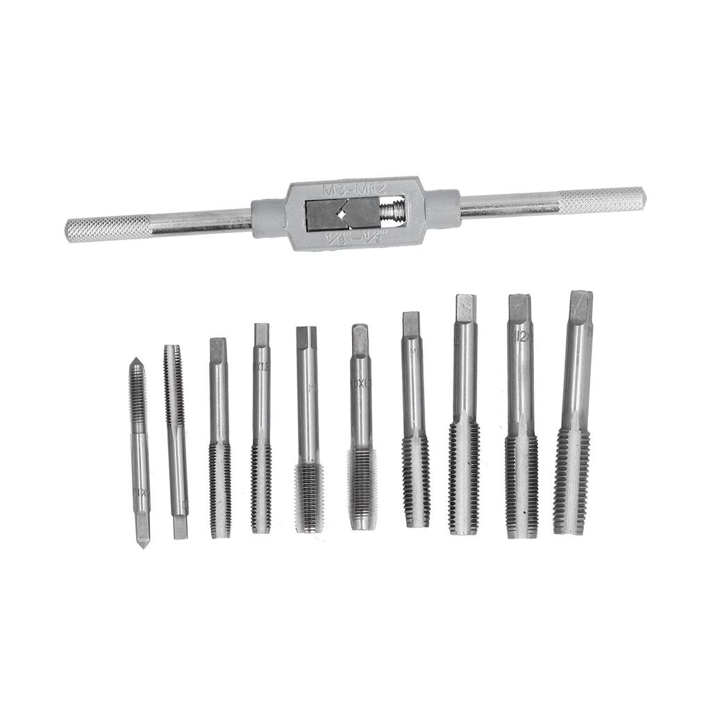 11Pcs Tap Wrench Set Machine Hand Screw Thread Plug with Adjustable Reamer M6~M12 Hardware Tool