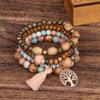 European American Fashion Bohemian Layered Beaded Bracelets Elastic Ethnic Bracelets for Women Female Bangle Bracelet