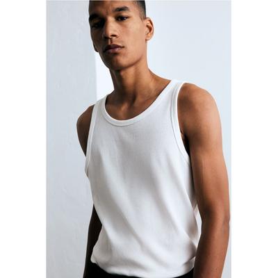 HM slim fit ребристый топ без рукавов белый