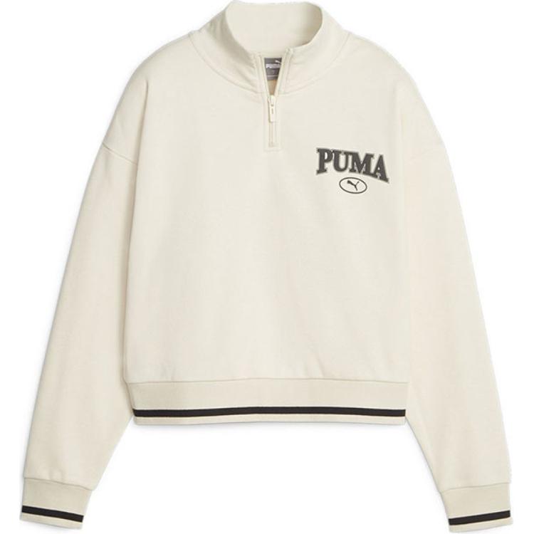 Puma Спортивная серия Lifestyle Повседневная короткая толстовка с воротником-стойкой и длинным рукавом Женская толстовка Белая 681524-87