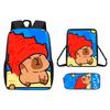 Capybara Pattern Cartoon Backpack Shoulder Bag Pencil Case Three Set Piece
