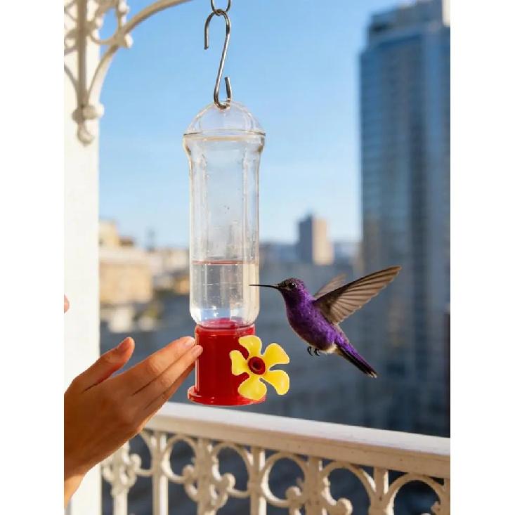 4 Piece Ant And Bee Proof Mini Hummingbird Feeding Hummingbird Feeders For Outdoors Transparent Station With Stainless Hooks