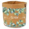 [R2252] - Green Brown 'Wild' Paper Plant Pot - 23x22 Cm