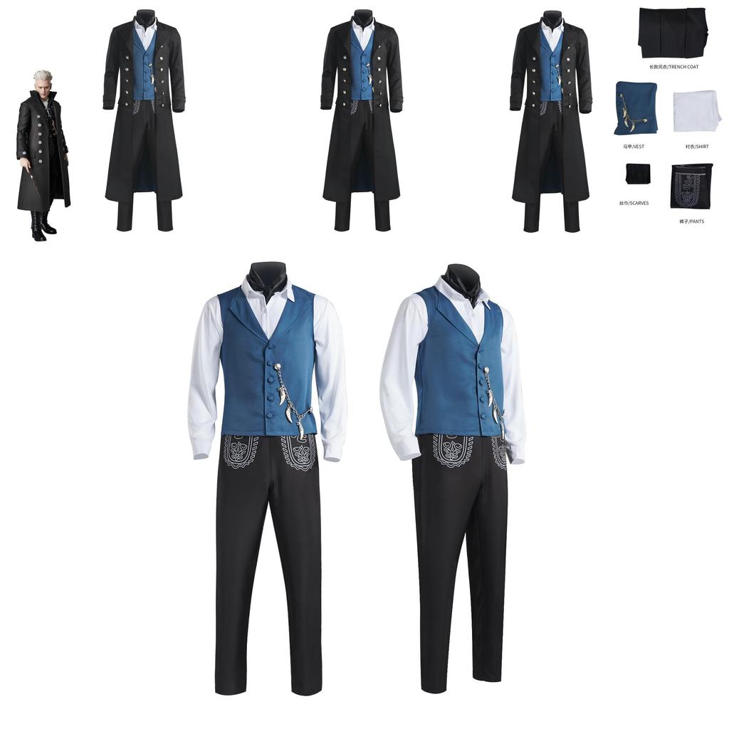 Завораживающий костюм для косплея Фантастических тварей 3 для персонажа Джонни Деппа Гриндевальда