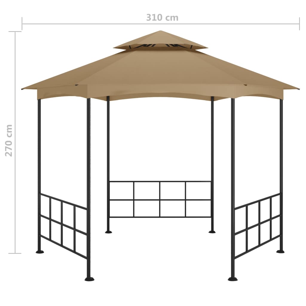 Gazebo with Side Walls 3.1 x 2.7 m Taupe