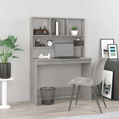 vidaXL Schreibtisch Mit Regal Betongrau 102x45x148 Cm Holzwerkstoff
