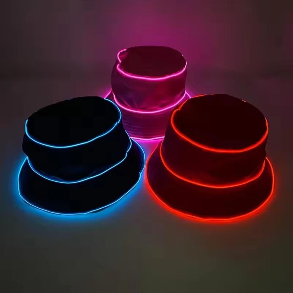 Polyester Luminous Hat EL Wire Glowing Light Cap New LED Bucket Hat Stage Performance