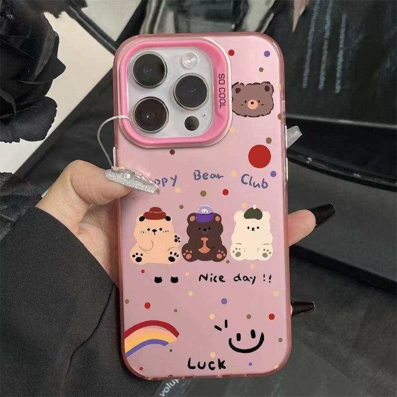 Три медвежонка подходят для чехла на мобильный телефон Apple 15Pro iPhone16plus милый 14Pro мультяшный 13 новый 17.