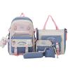 Canvas Waterproof Student Backpack New 5-piece Set Not Include Pendants Widgets