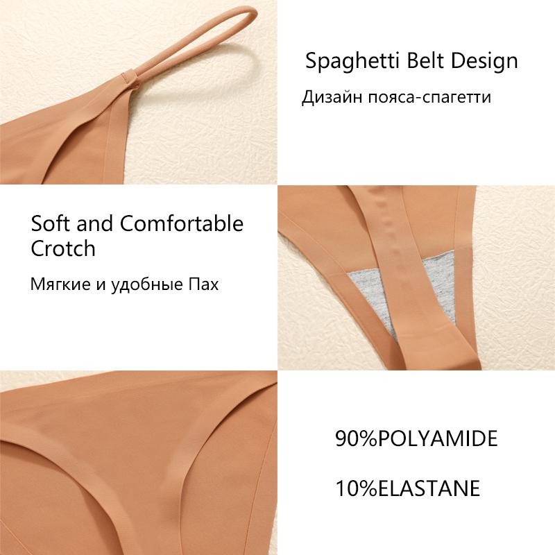 FINETOO 3PC Женские бесшовные трусы стринги сексуальные трусики-стринги с низкой талией женские однотонные бесследные бикини Т-образное нижнее белье