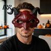 Soft Foam Demon Mask Horn Mask, Halloween Devil Head Cosplay Prop, Masquerade Half Face Party Horror Costume Accessory, Carnival Trick or Treat