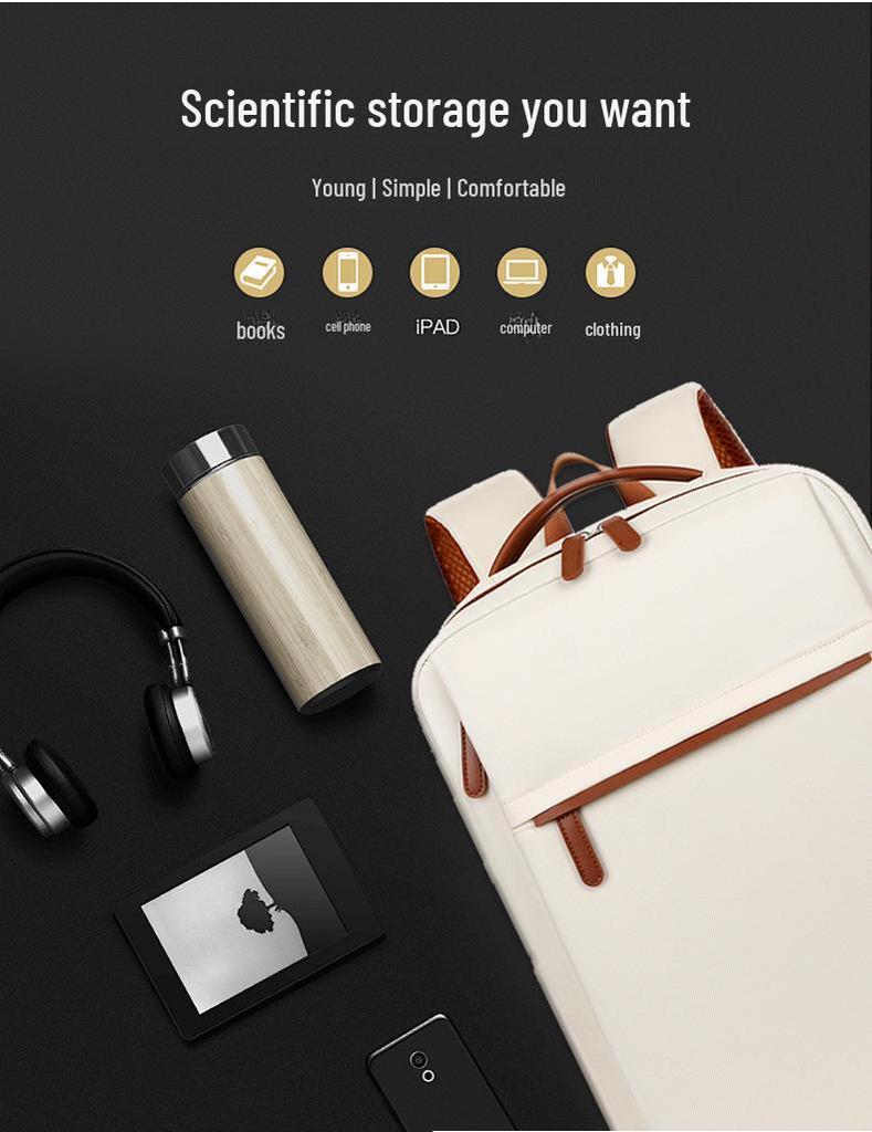 Women's Cross-Border Oxford Cloth Backpack, 15-Inch High-Capacity, Multi-Compartment Business Travel Laptop Bag