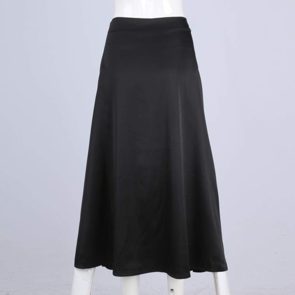 Women's Midi Satin Skirt Dressy Casual High Waisted A Line Flowy Ruffle Elegant Party Skirts