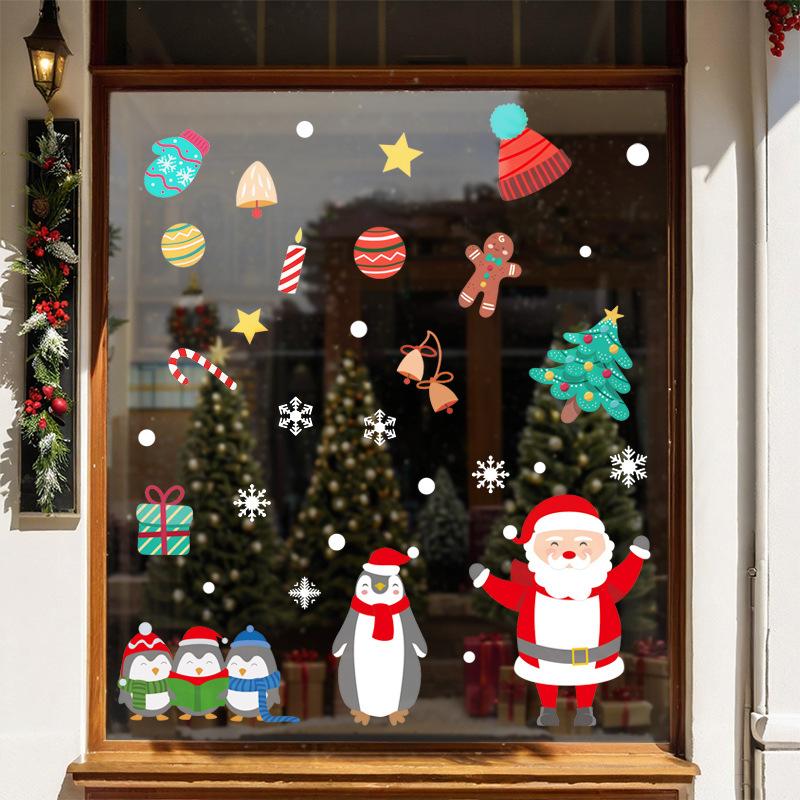 Santa Claus Electrostatic Sticker Decorations, Shopping Mall Glass Door Stickers, Reindeer Window Stickers, Atmosphere