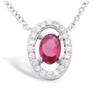 [L7245] - Silver Necklace 'Sissi' Silver-white Ruby ​​(rhodium-plated) - 12x8 Mm