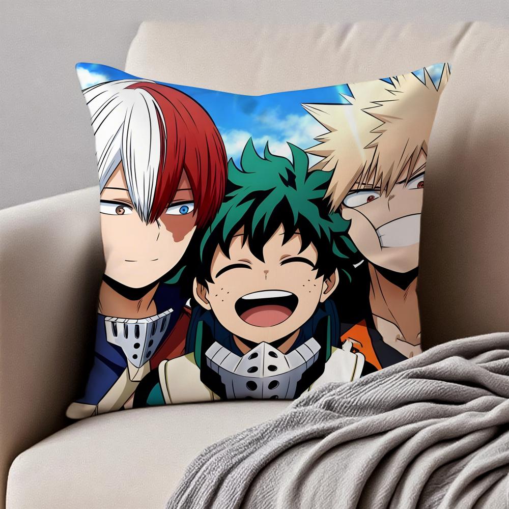 Inspirational Dynamic MMy Hero Academias Cushion Cover Pillowcase Antidustmite Invisible Zipper Short Plush Sofa Cushion