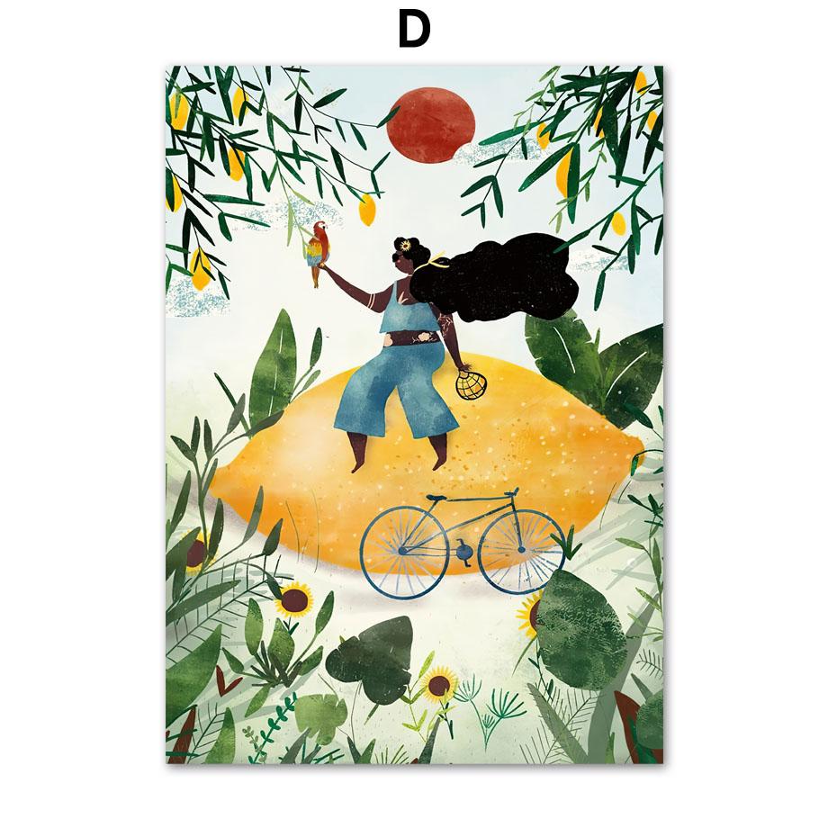 Summer Girl A Little Nap Wild Flower Jungle Plants Wall Art Print Canvas Painting Nordic Poster Decor Pictures For Living Room