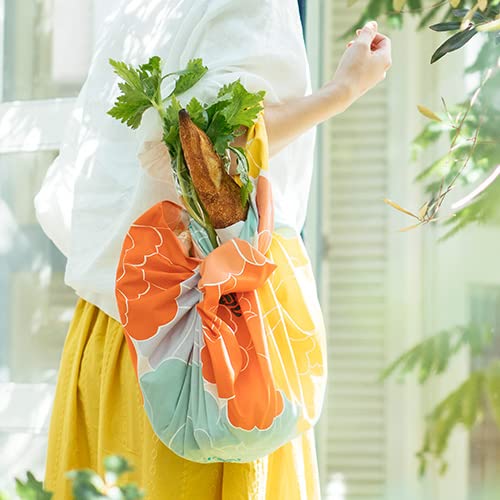 Musubi Furoshiki 100 Hime Musubi Aqua Drop Recycled Adeline Klam Peony Orange 100 см Полиэстер Водоотталкивающий