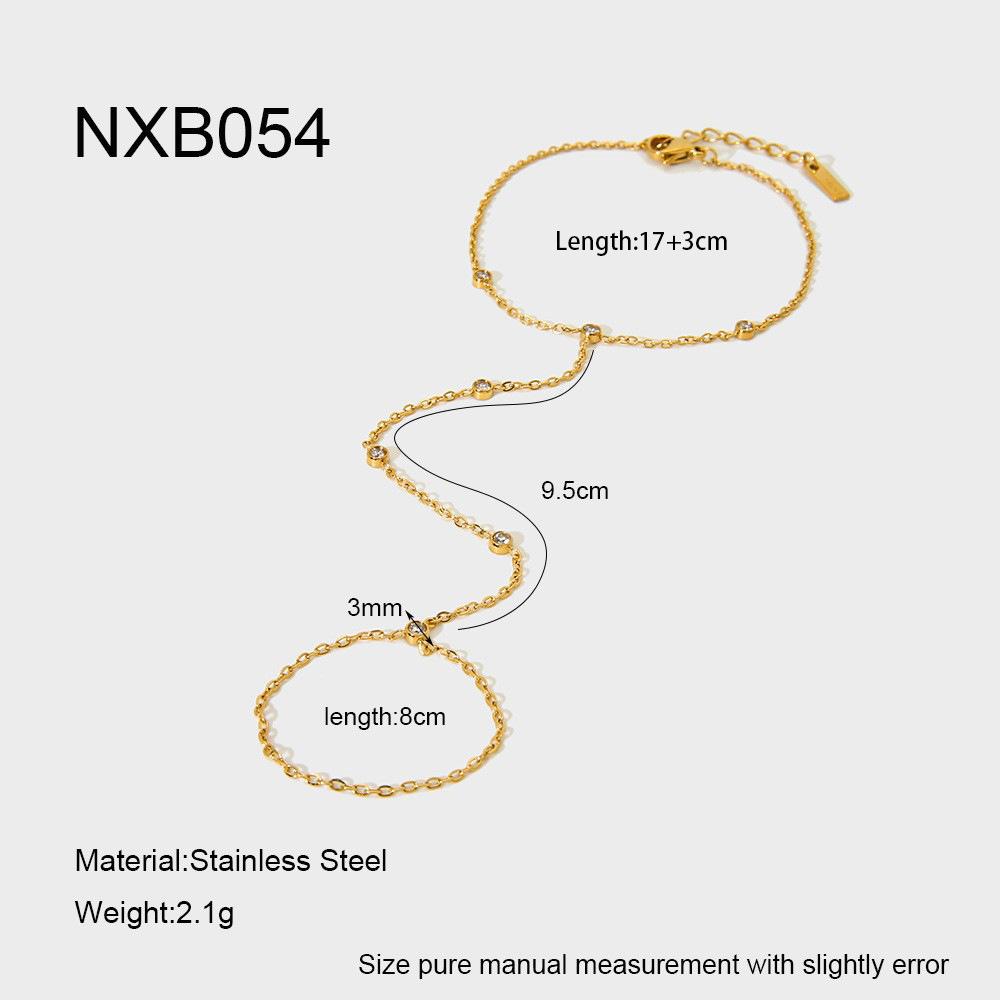European and American personalized fashion round small zircon plated 18K gold stainless steel bracelet light luxury versatile hand jewelry women