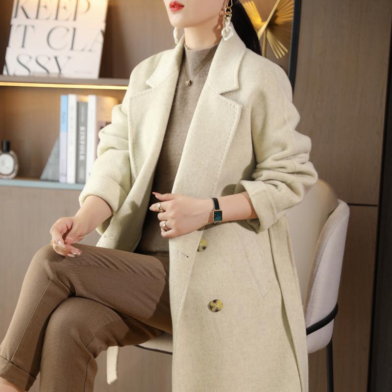 Женское пальто из 100% шерсти TIDENOVEL Осеннее шерстяное длинное пальто Ручной работы Пальто-бушлат Зимняя теплая шерстяная длинная куртка Пальто