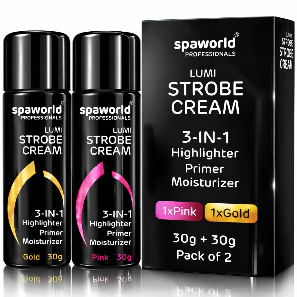 Spaworld Светонаносящий крем для лица Розовый и Золотой (30+30г) | Великолепное Сияющее Комбо | Хайлайтер + Праймер + Увлажняющий крем | Увлажняющий и Подсвечивающий Макияж B