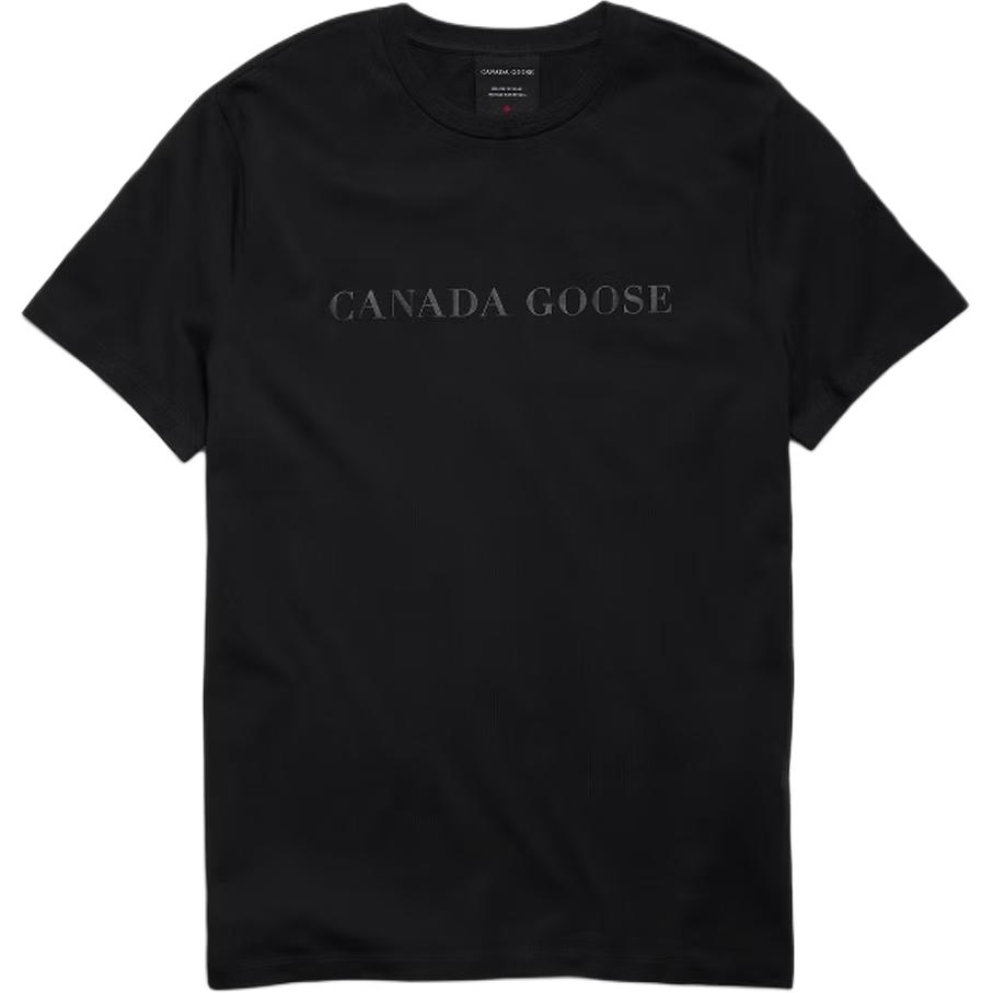Canada Goose Мужская футболка Emersen Series однотонная с принтом букв, с круглым вырезом, с коротким рукавом, черная 1420M-61