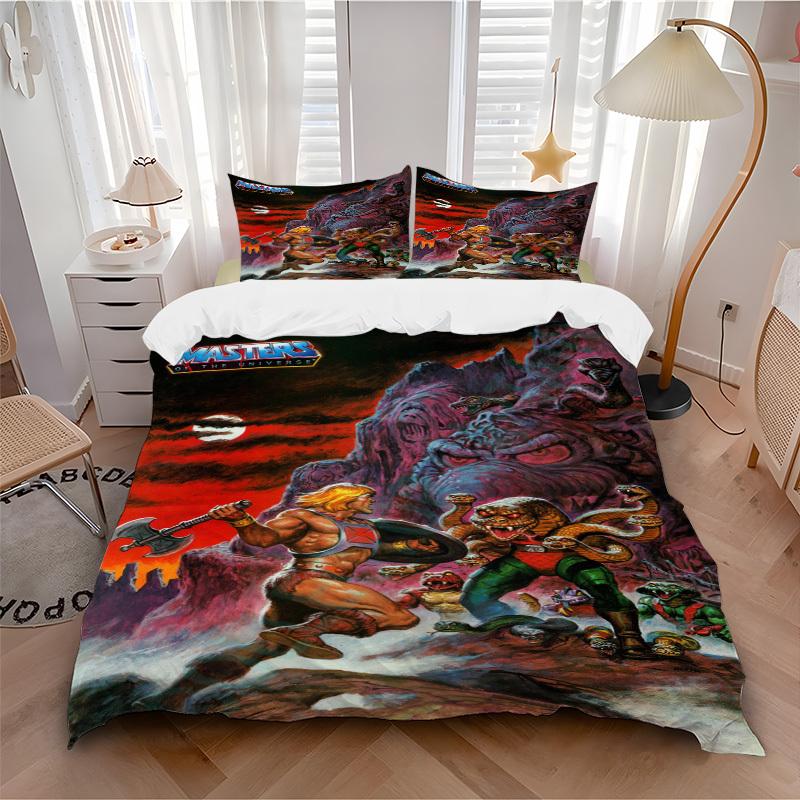 Masters of the Universe: He-Man and Snake Mountain Bedding Set Comforter Cover Gift for Bedroom,Includes 1 Cover and 2 Pillowcases, No InsertB558