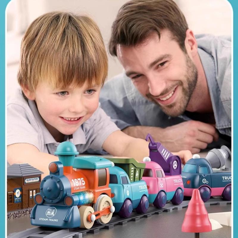 Детская игрушечная машинка-трек, электрический светящийся поезд для мальчика, набор инженерных машин, подарок на день рождения ребенка