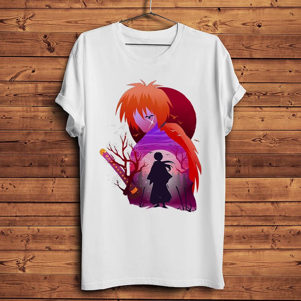 Rurouni KENSHIN HIMURA Самурай Смешная Аниме ФутболкаУнисекс Мужская Повседневная с коротким рукавомУнисекс Унисекс ФутболкаДышащая Печать