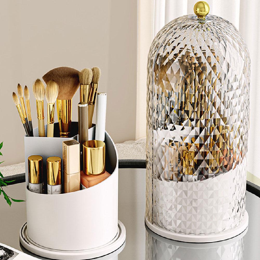 360. Rotating Makeup Brush Holder With Lid Luxury Cosmetic Holder Eyebrow Pencil Storage Lipsti I4R9