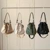 Designer Bucket Bag Polyester Versatile Drawstring Pleated Bag Large Capacity Lightweight Unisex Style Handheld Nylon Bag