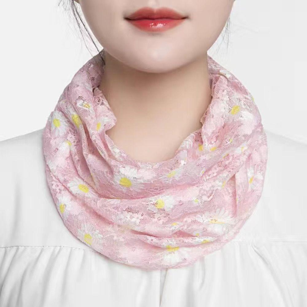 Floral Silk Scarf Ice Silk Neck Guard Scarf Summer Veil Women
