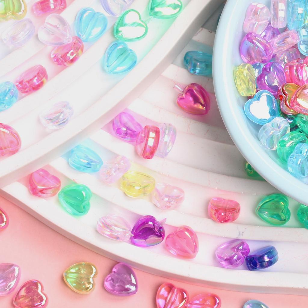 High Quality Beads Acrylic Loose Beads Heart Shape DIY 300Pcs Necklace Bracelet Charms For Jewelry Making 8.5*9mm Earrings